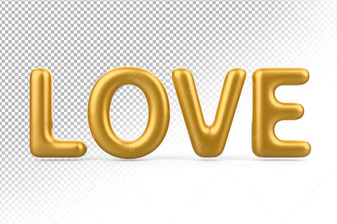Texto 3D Para Composição Love Dourado PSD