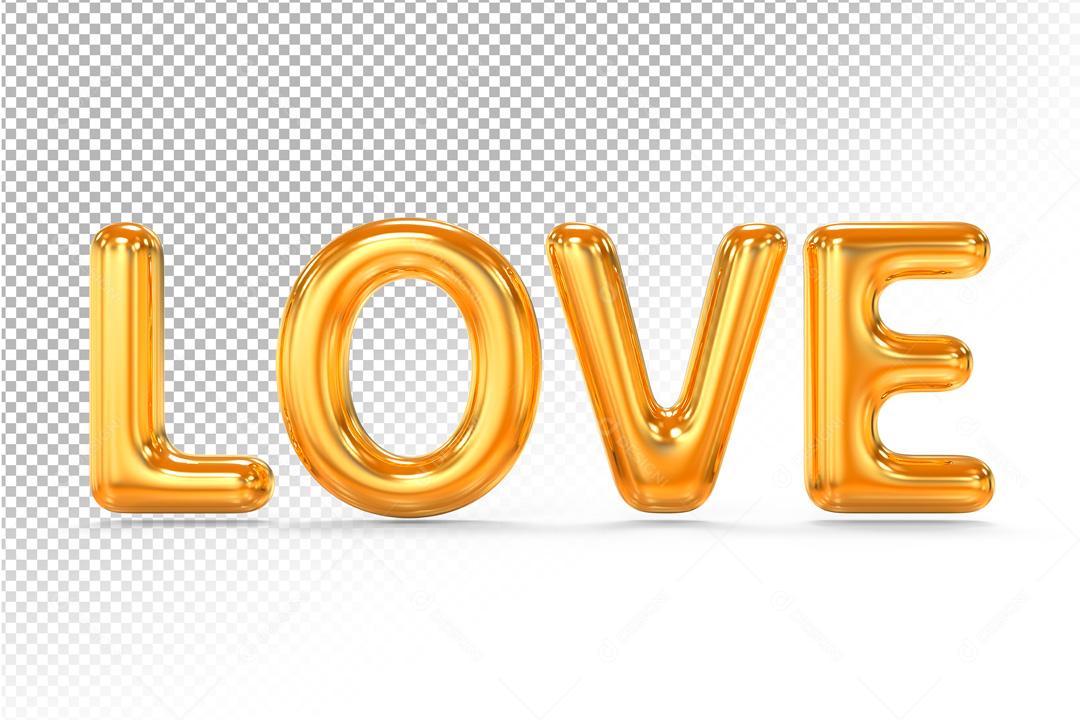 Texto 3D Para Composição Love Dourado PSD