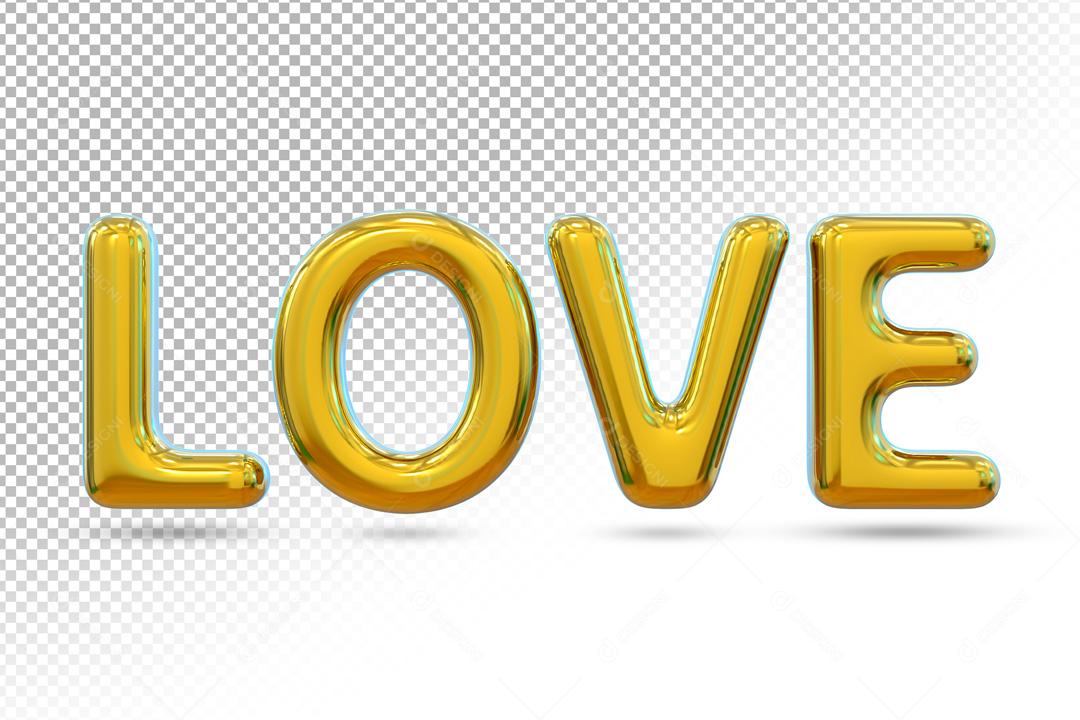 Texto 3D Para Composição Love Dourado PSD