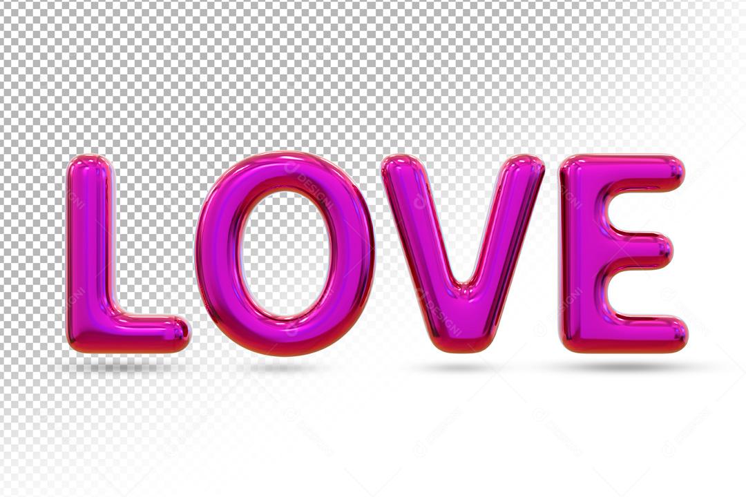 Texto 3D Para Composição Love Roxo PSD