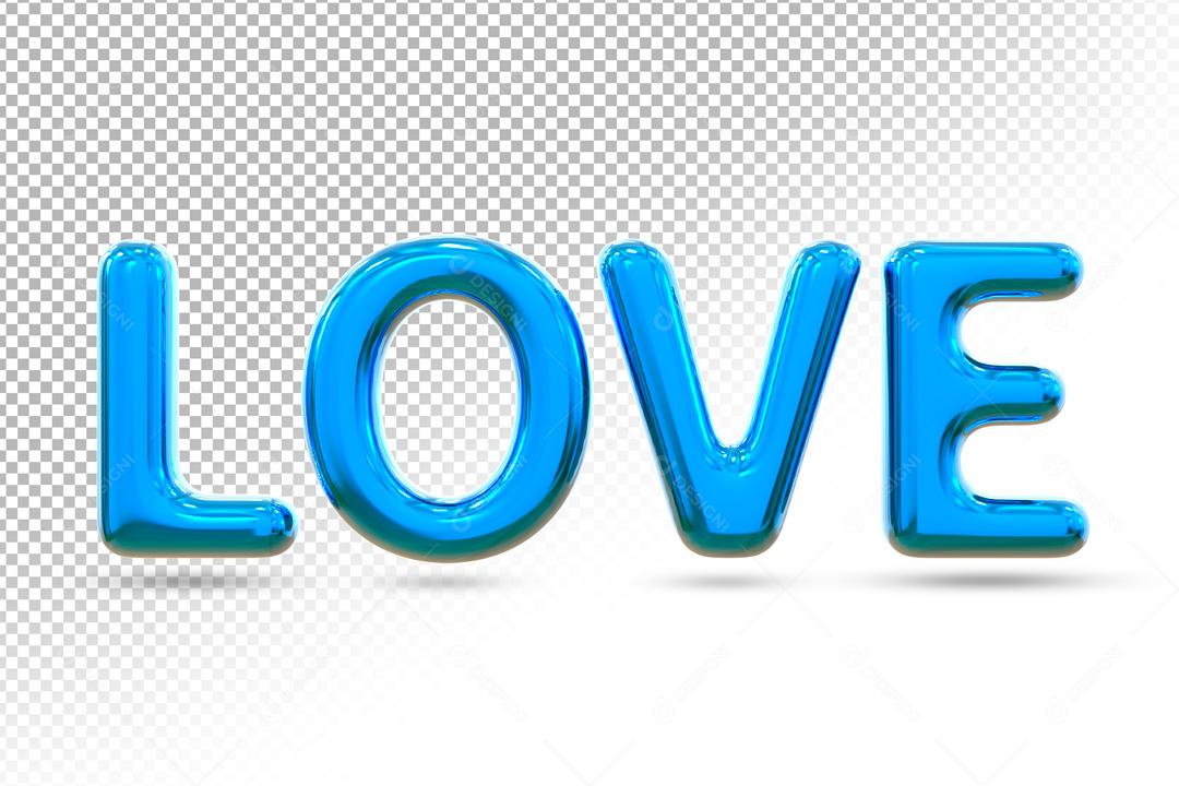 Texto 3D Para Composição Love Azul PSD