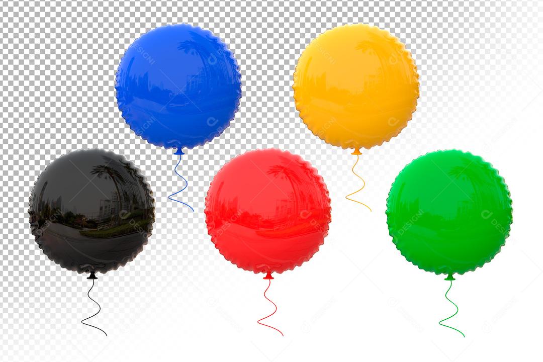 Elementos 3D Para Composições Balões Coloridos PSD
