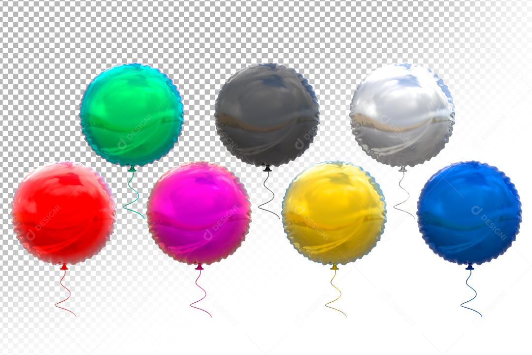 Elementos 3D Para Composições Balões Coloridos PSD