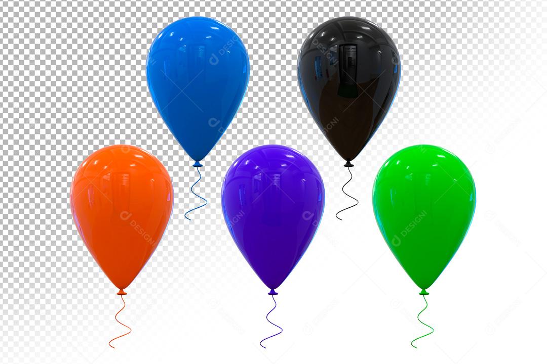 Elementos 3D Para Composições Balões Coloridos PSD