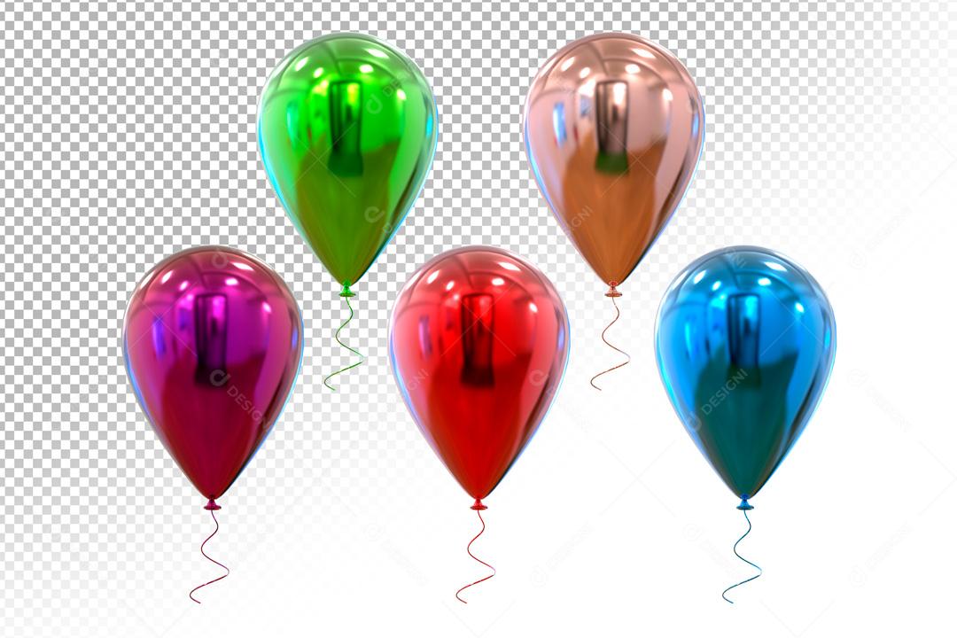 Elementos 3D Para Composições Balões Coloridos PSD