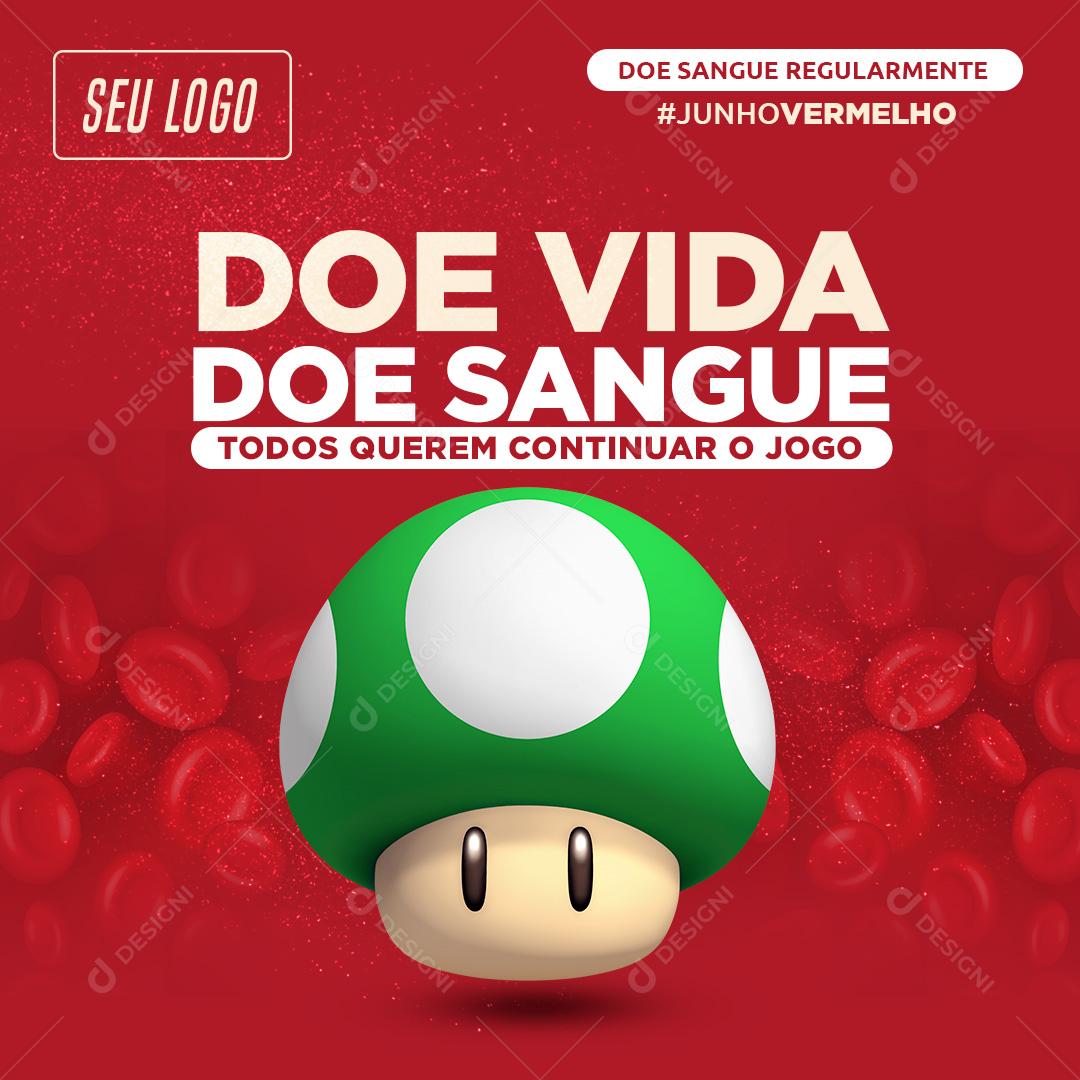 Social Media Doe Vida Doe Sangue Junho Vermelho PSD Editável