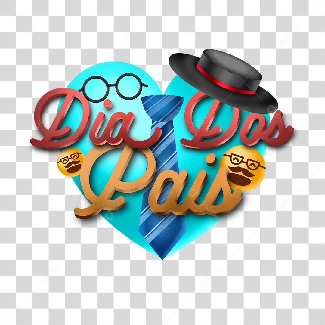 Dia dos Pais Selo 3D Para Composição PNG Transparente