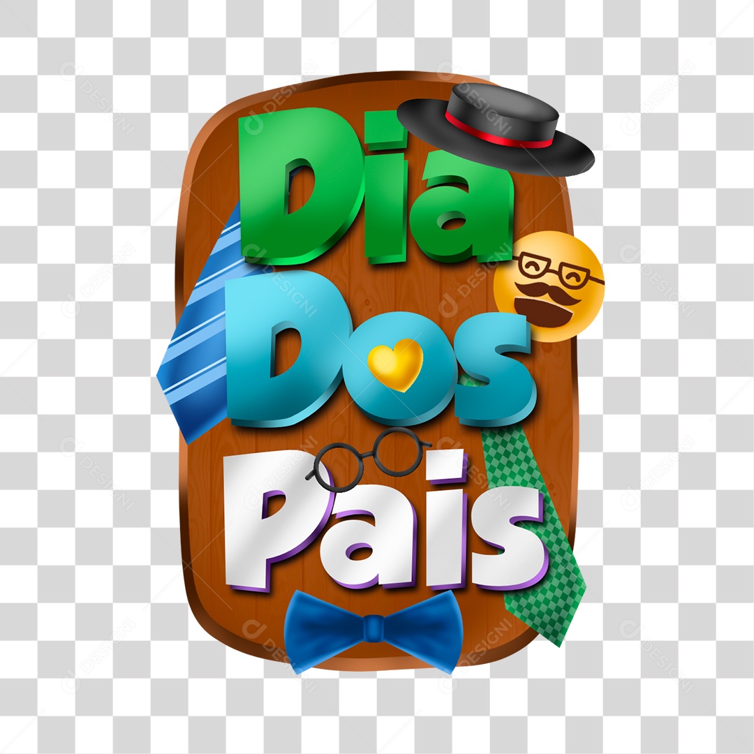 Dia dos Pais Selo 3D Para Composição PNG Transparente