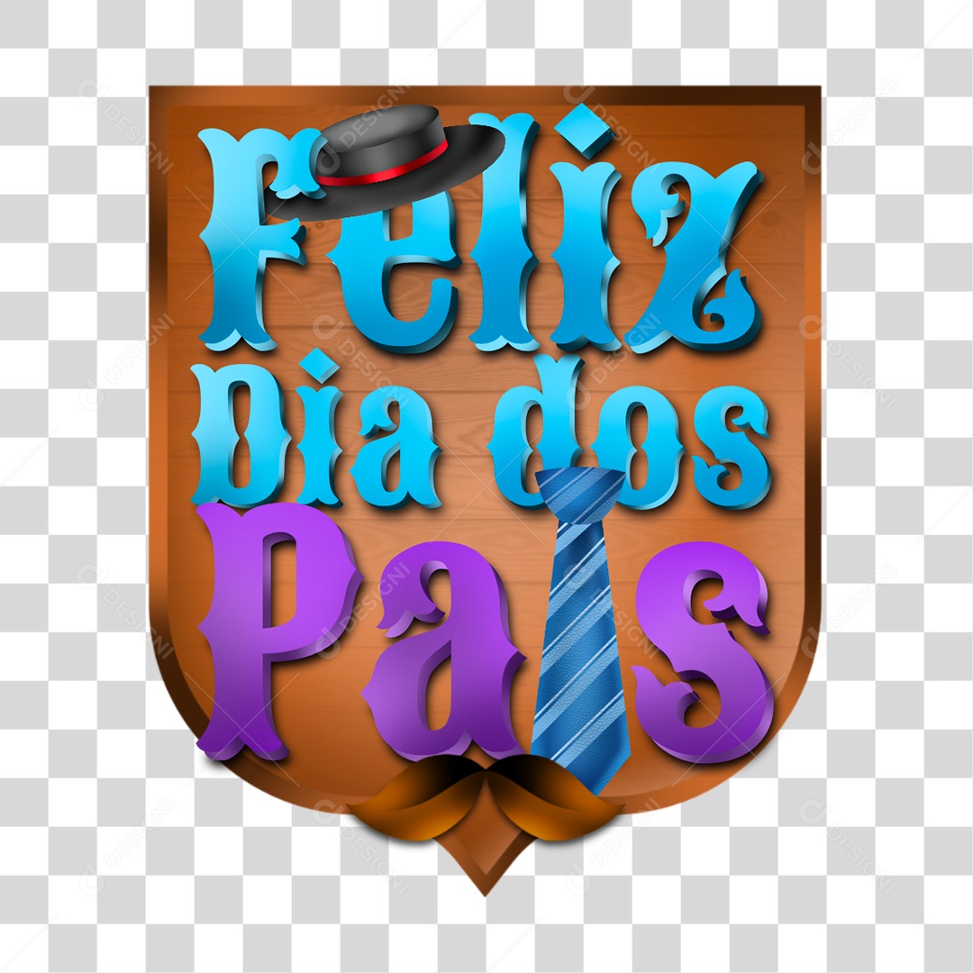 Dia dos Pais Selo 3D Para Composição PNG Transparente