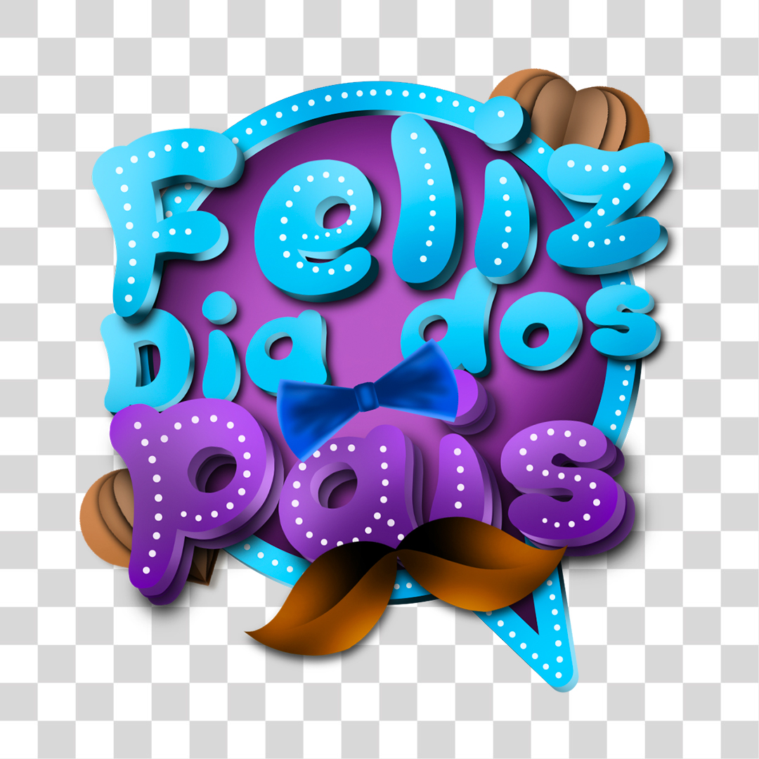 Feliz Dia dos Pais Selo 3D Para Composição PNG Transparente