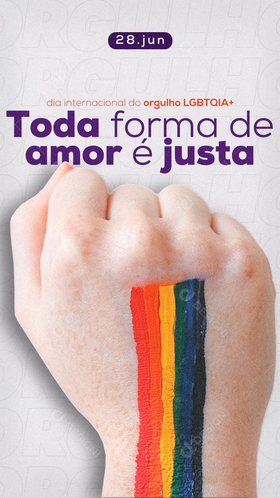 Toda Forma De Amor é Justa Dia Internacional Do LGBTQIA+ Social Media PSD Editável