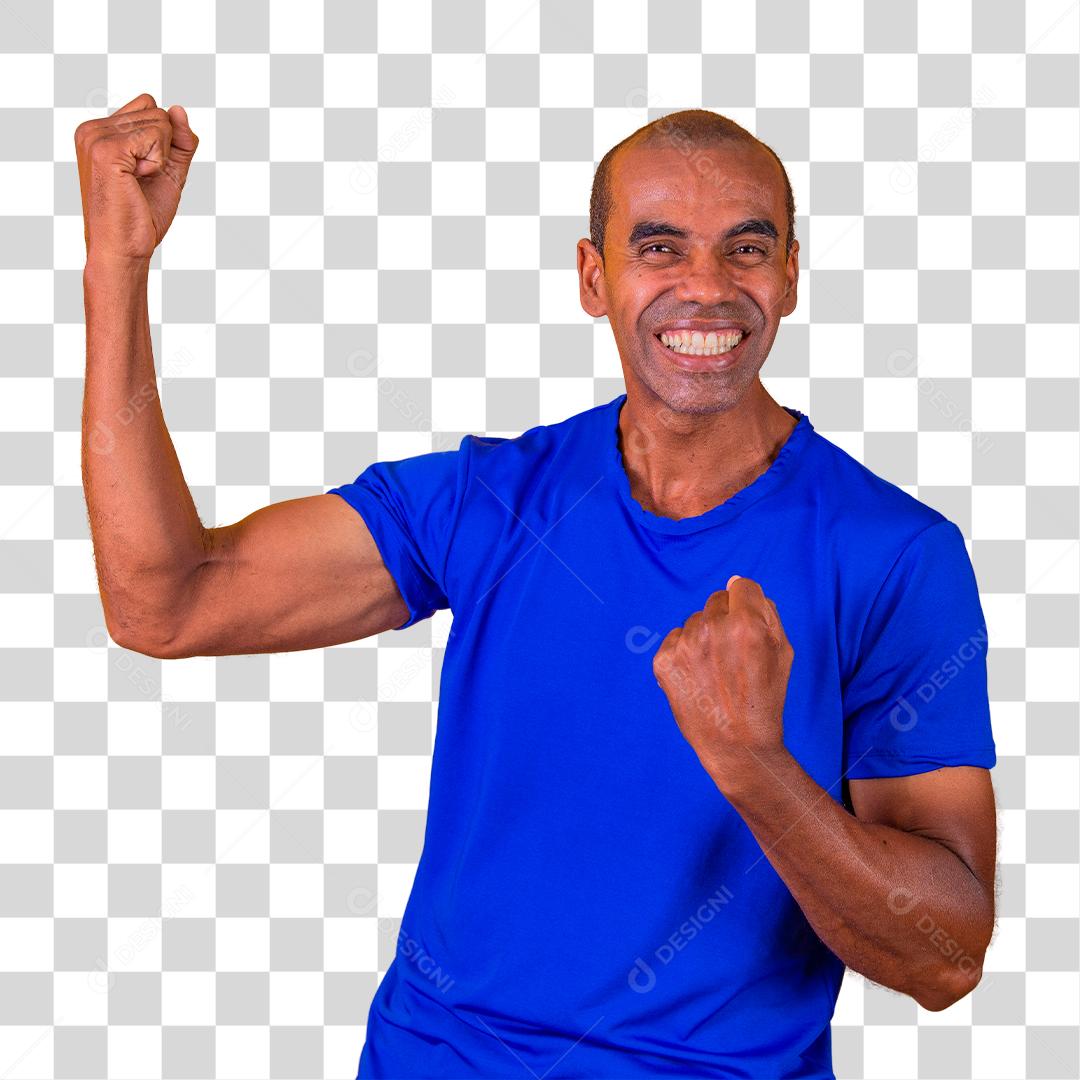 Homem alegre comemorando vitória