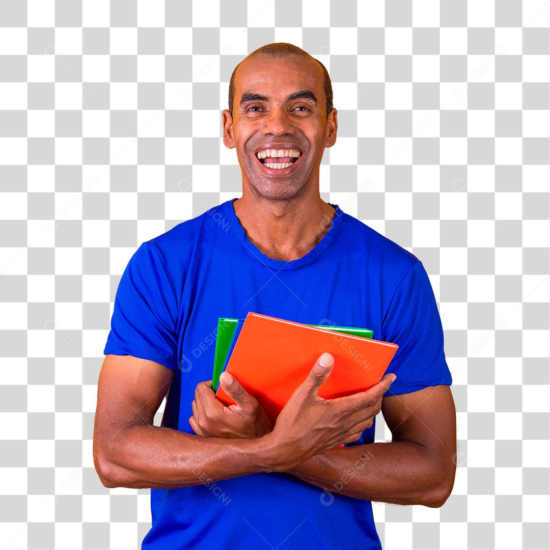 Homem estudante maduro sorrindo olhando para a câmera