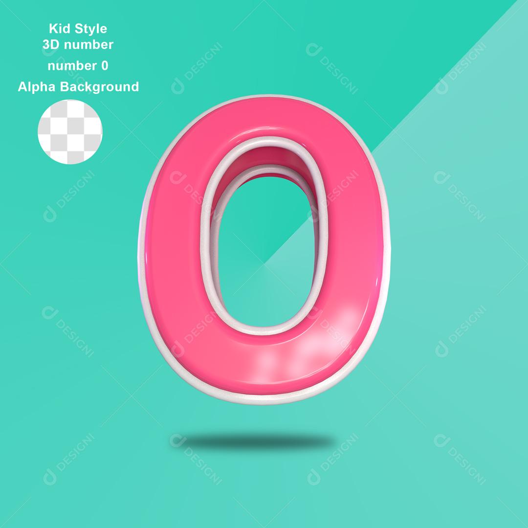 Número 3D 1 Rosa com Textura Branca Para composição PSD