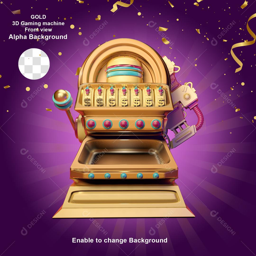 Máquina de jogos 3D Dourado Elemento para Composição PSD