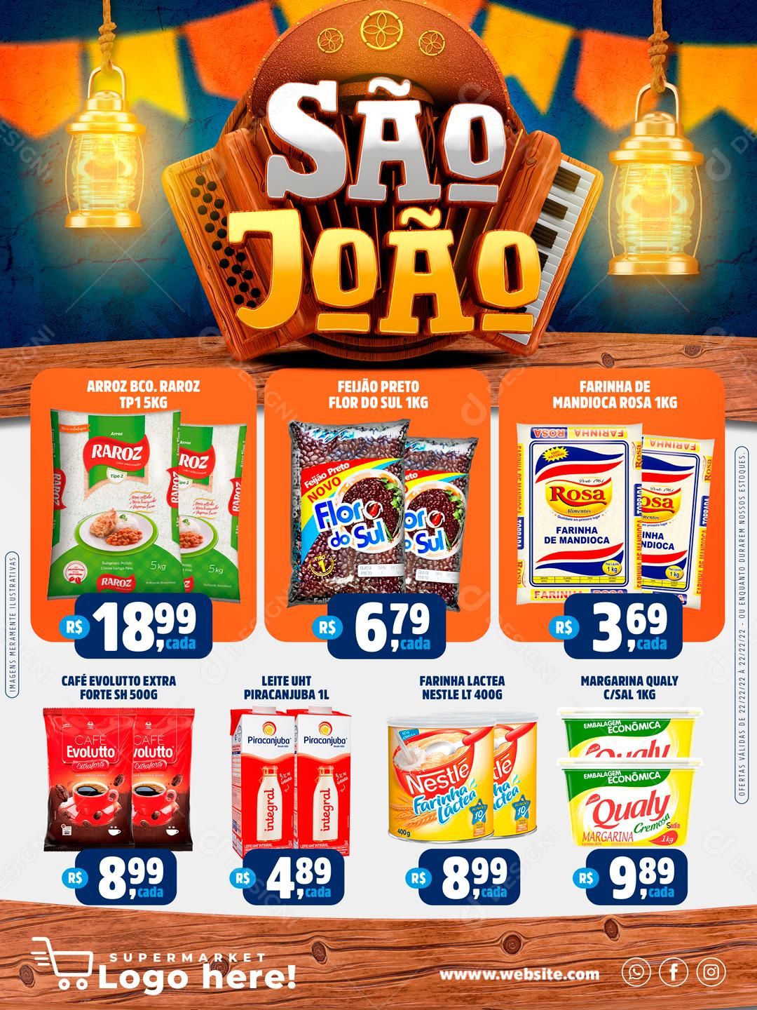 Encarte São João Promoção Em Produtos Social Media PSD Editável