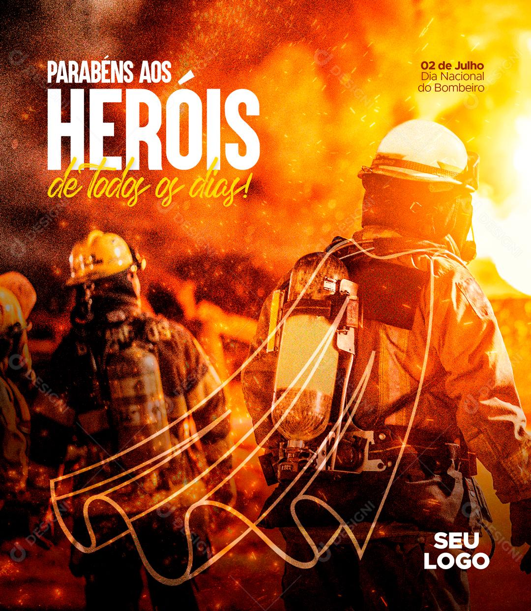 Parabéns Aos Heróis De Todos os Dias Dia Do Bombeiro Social Media PSD Editável