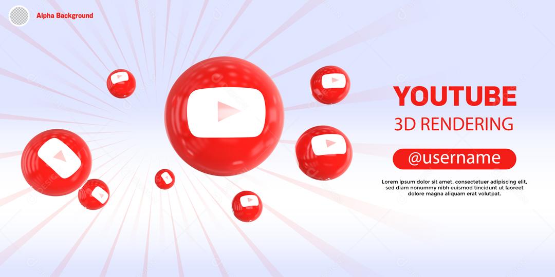 Ícone 3D Para Composição Rede Social Youtube PSD