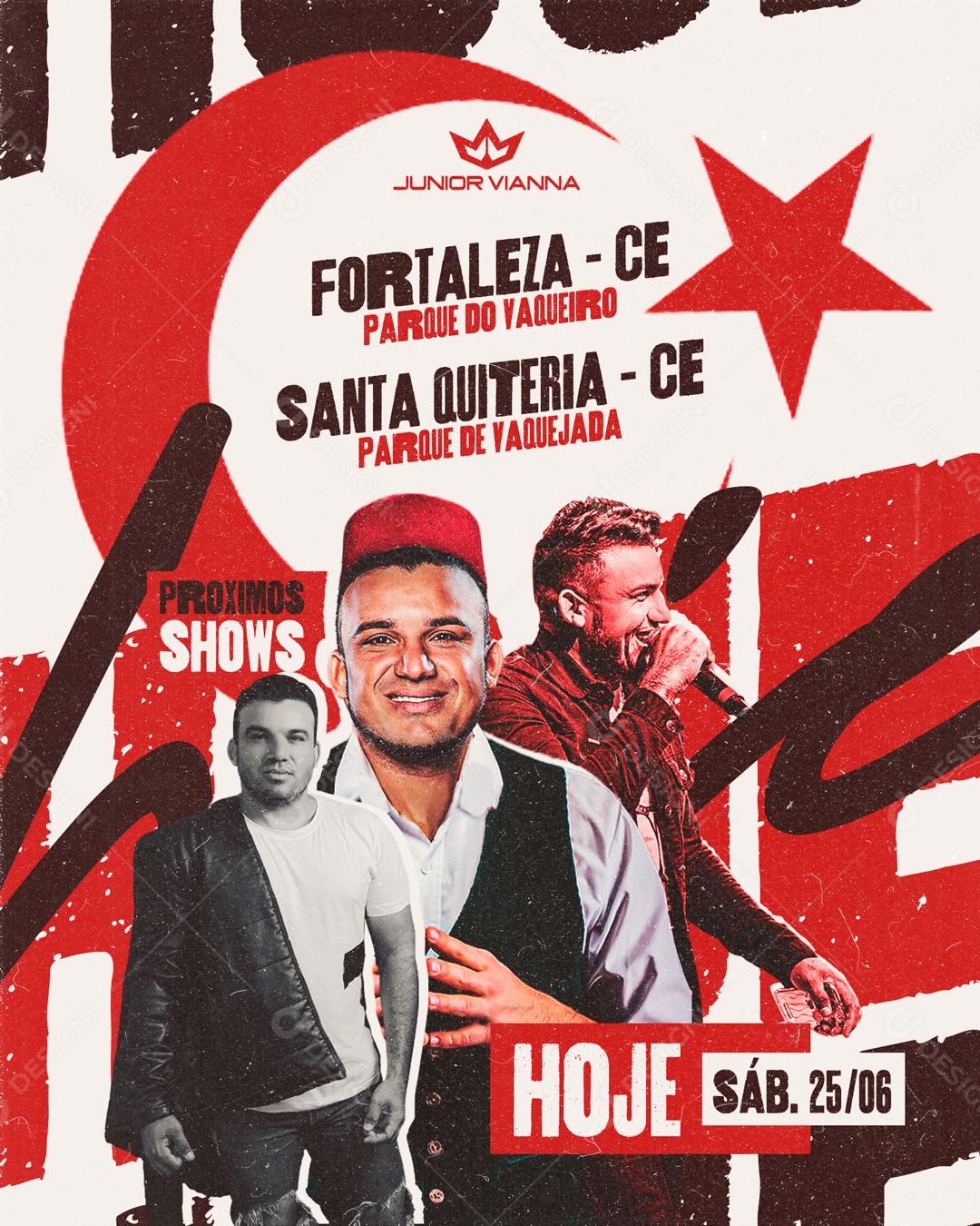 Flyer Próximos Shows Junior Vanna Social Media PSD Editável