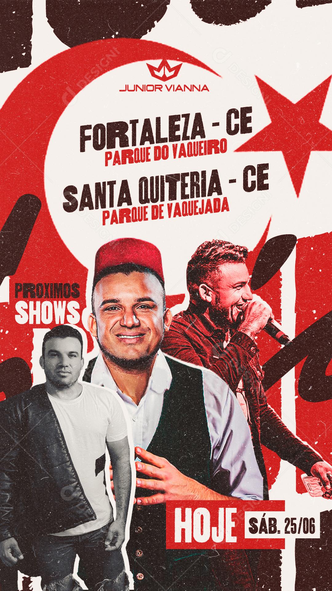 Flyer Próximos Shows Junior Vanna Social Media PSD Editável