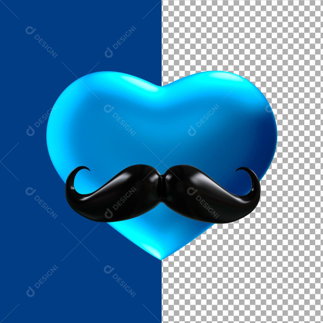 Elemento 3D Para Composição Coração Azul PSD