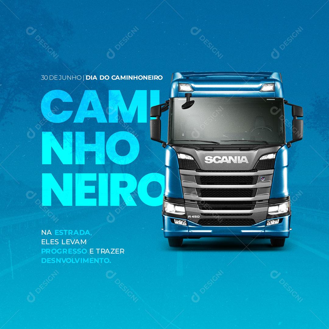 Social Media Dia do Caminhoneiro Caminhão Motorista PSD Editável