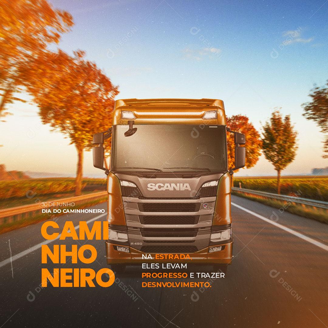 Dia do Caminhoneiro Caminhão Motorista Social Media PSD Editável