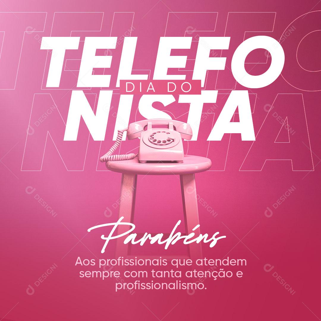 Dia do Telefonista Telefone 29 de Junho Parabéns Social Media PSD Editável