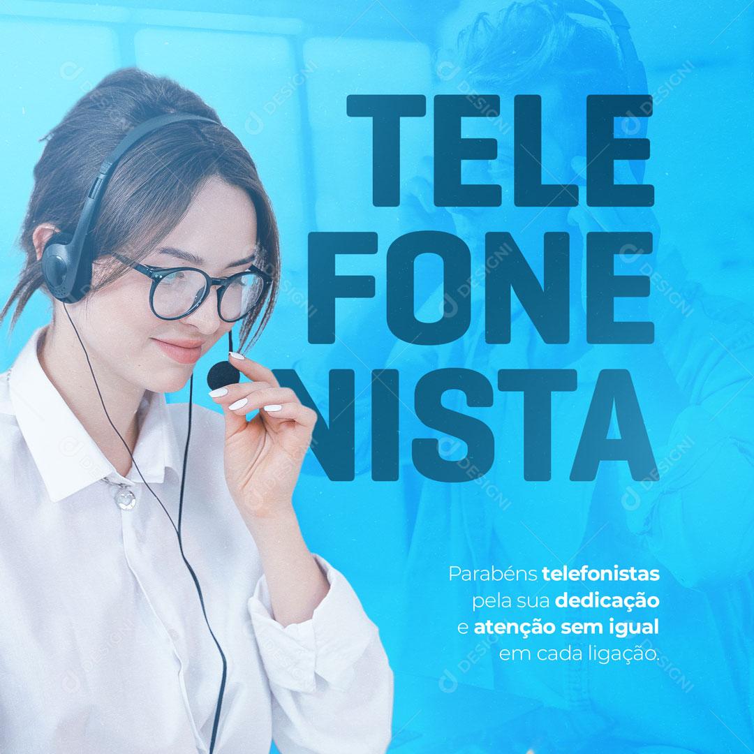 Dia do Telefonista Telefone 29 de Junho Social Media PSD Editável