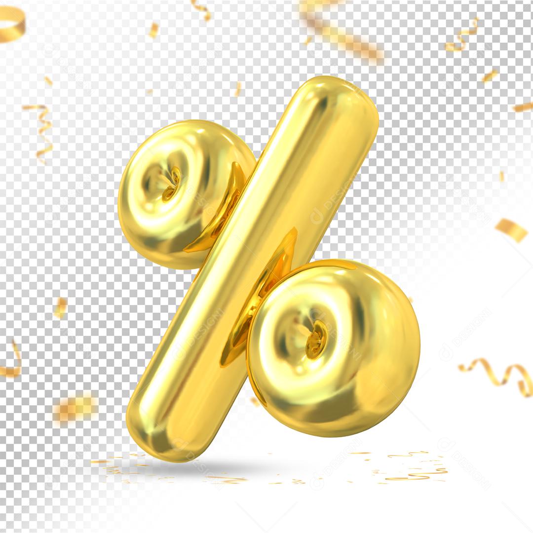 Porcentagem Dourado 3D Para Composição PSD