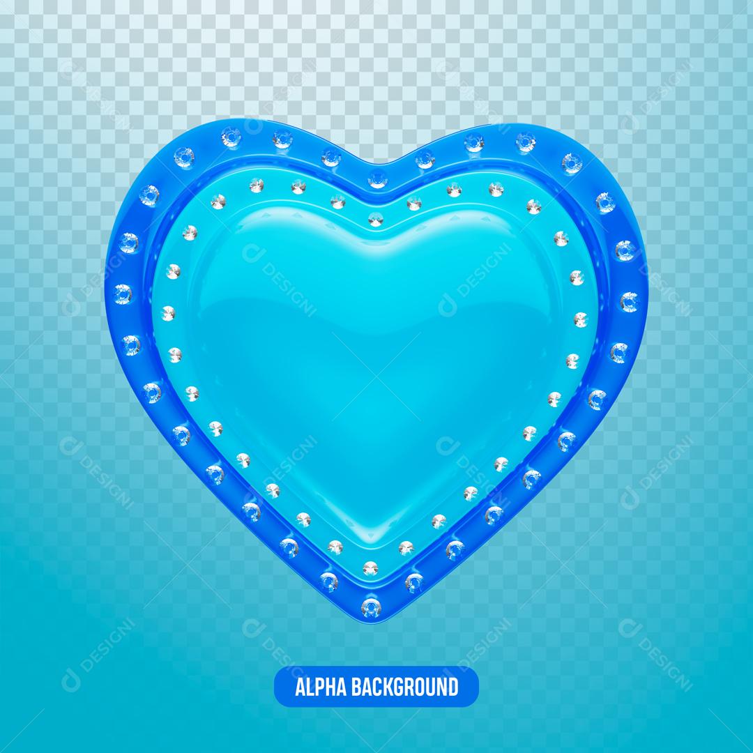 Elemento 3D Para Composição Coração Azul PNG Transparente