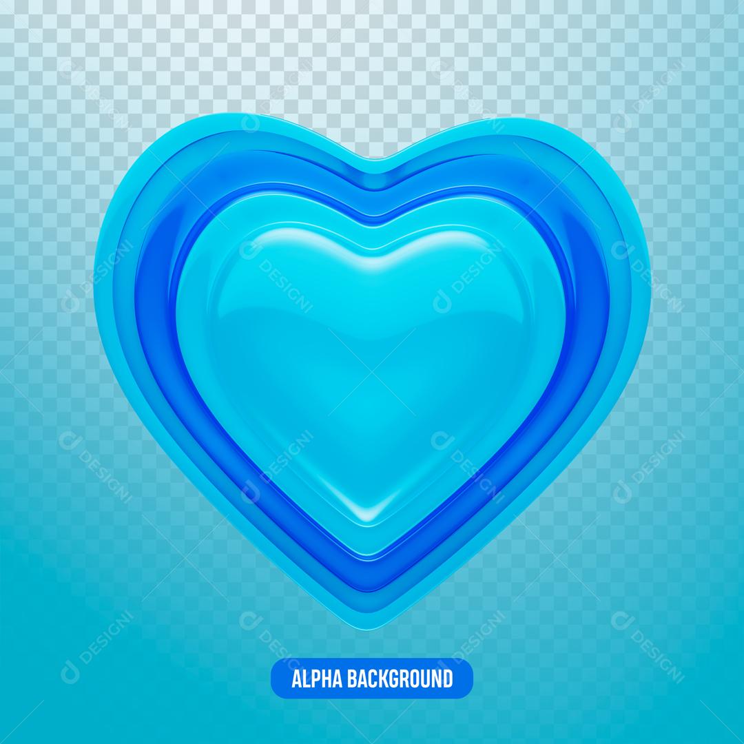 Elemento 3D Para Composição Coração Azul PNG Transparente