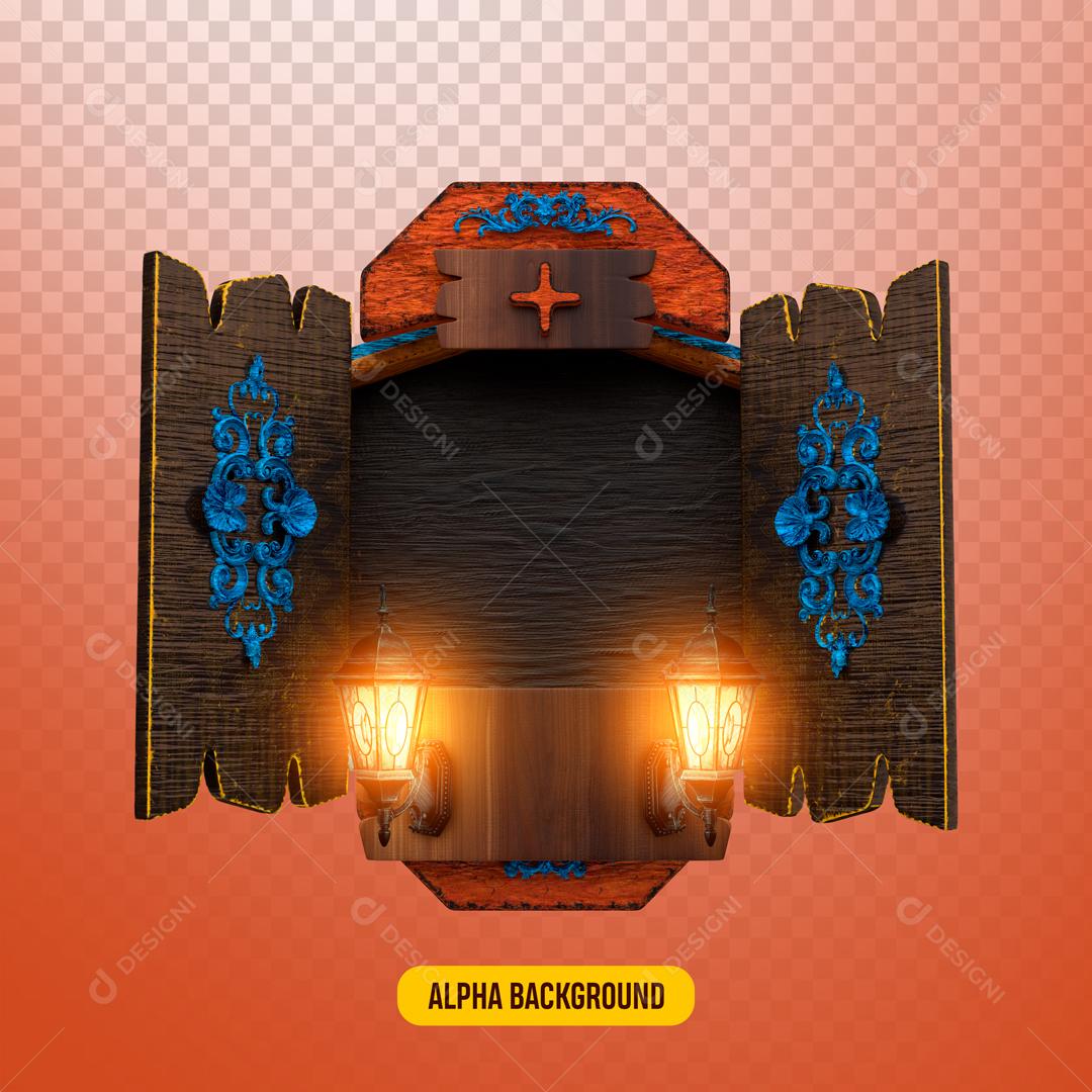 Elemento 3D Para Composição De Madeira Janela PNG Transparente