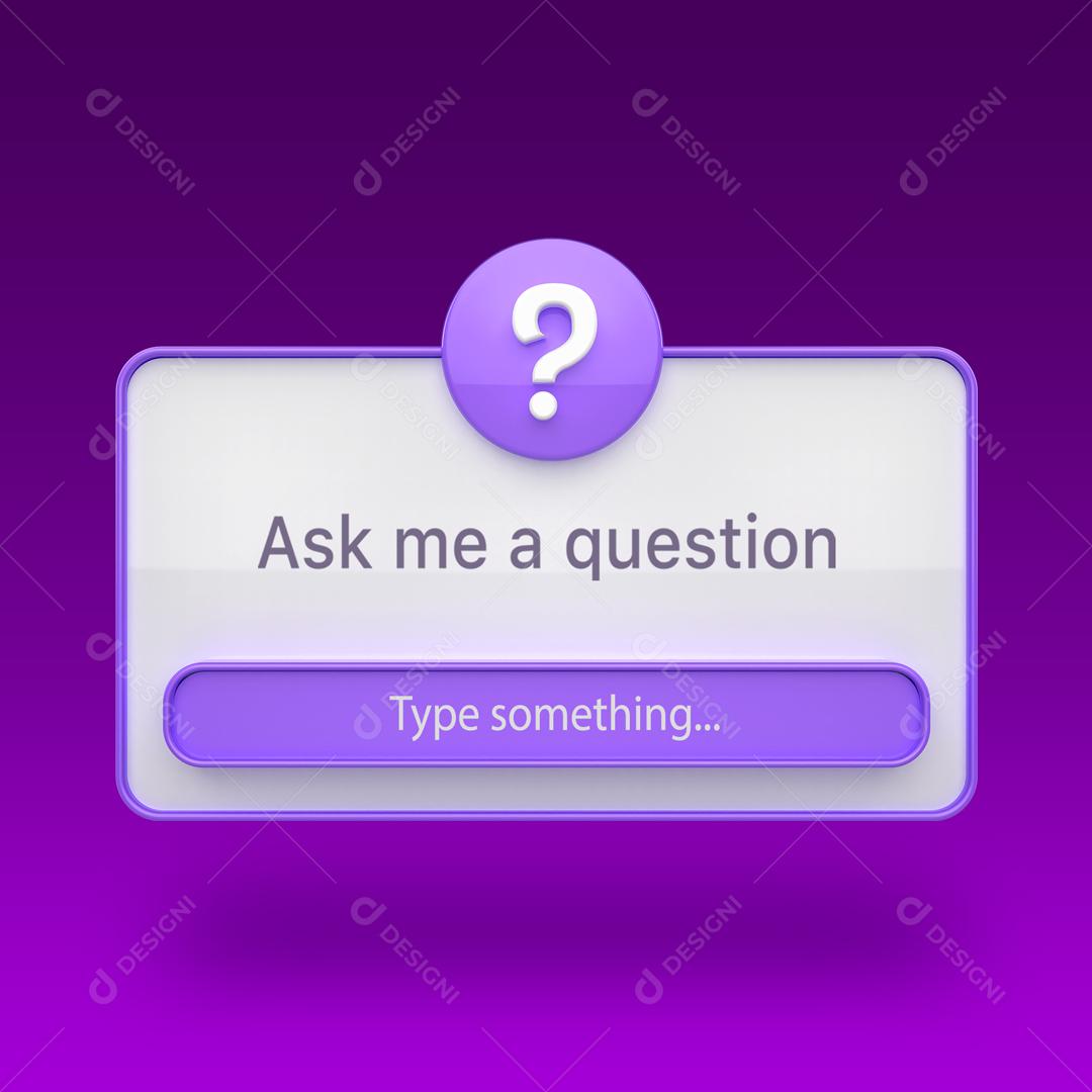 Elemento 3D Caixa de Pergunta Roxo e Branco Para Composição PSD
