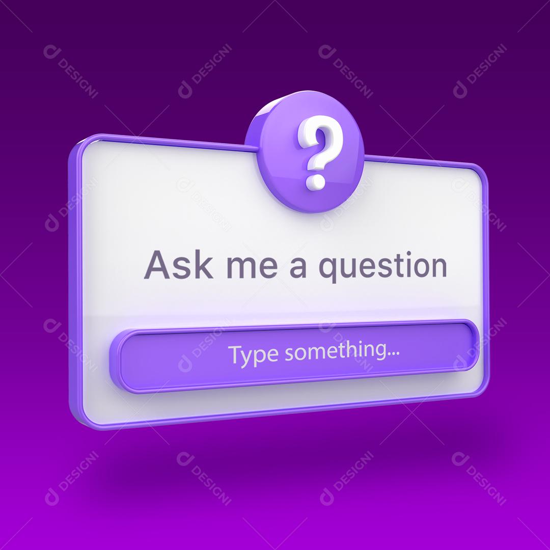 Caixa de Pergunta Roxo e Branco Elemento 3D Para Composição PSD