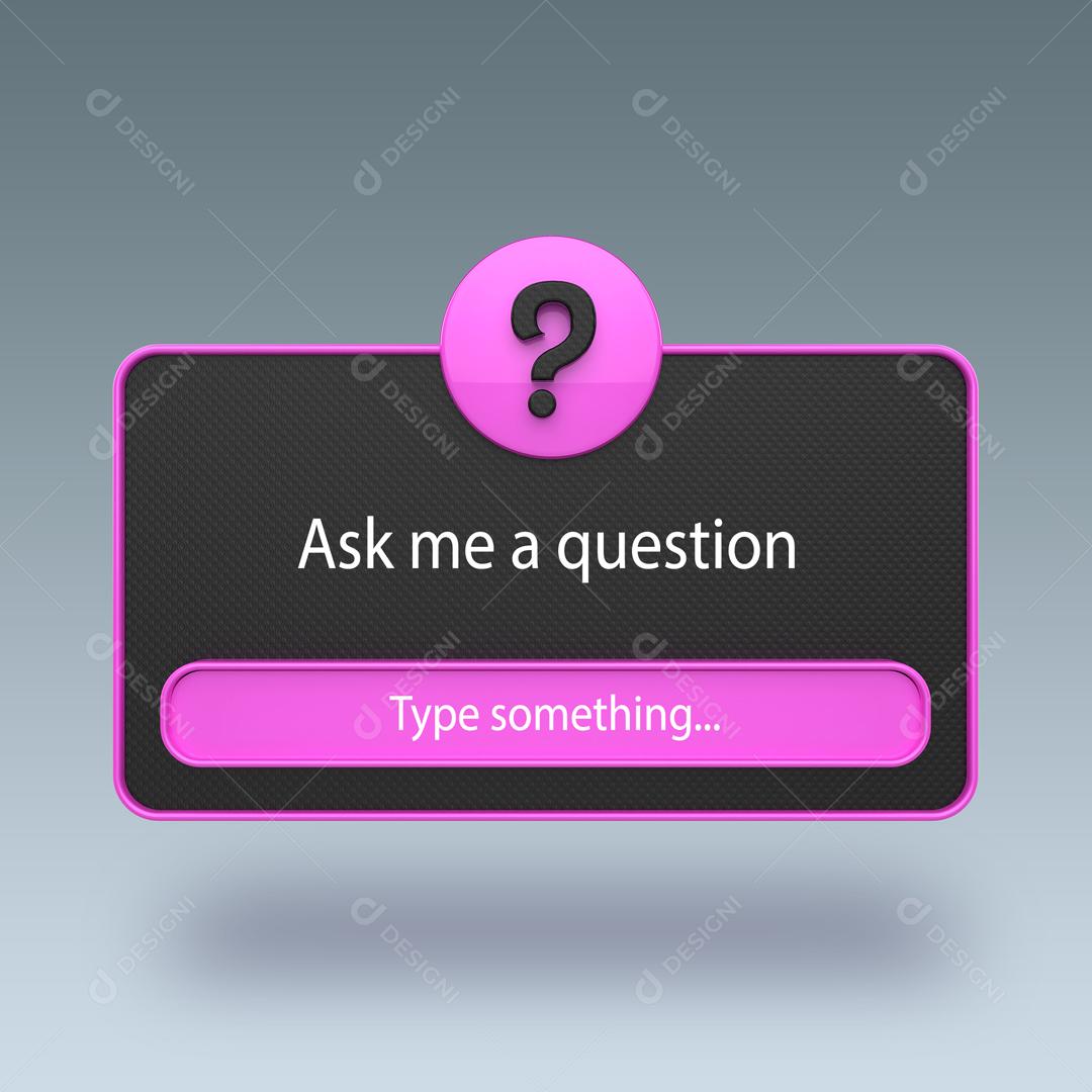 Elemento 3D Caixa de Pergunta Rosa e Preto Para Composição PSD