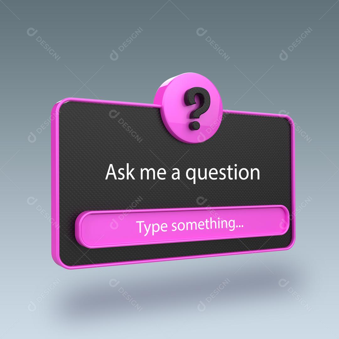 Elemento 3D Caixa de Perguntas Rosa e Preto Para Composição PSD