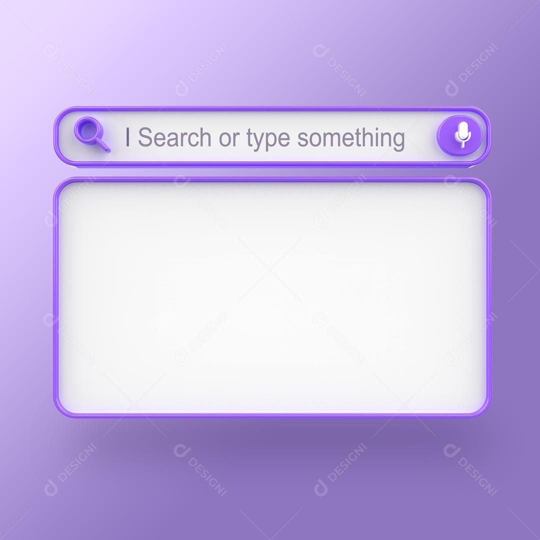 Elemento 3D Barra de Pesquisa Roxo e Branco para Composição PSD