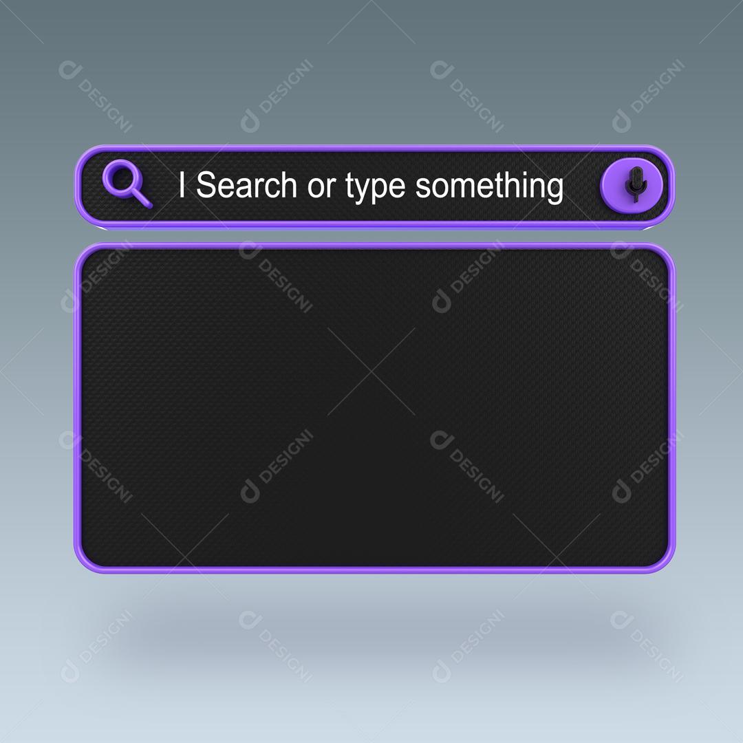 Elemento 3D Barra de Pesquisa Roxo e Preto para Composição PSD