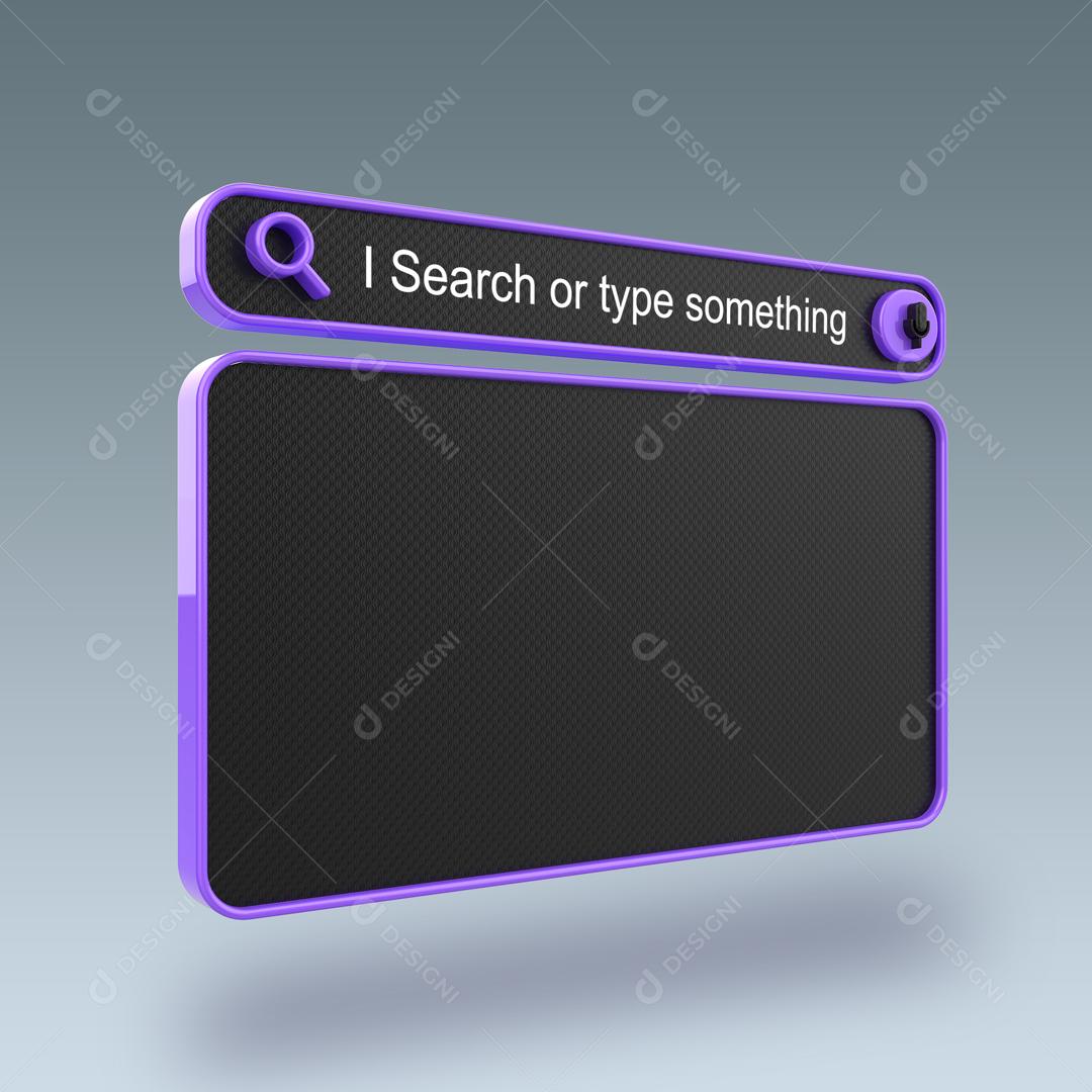 Elemento 3D Barra de Pesquisa Roxo e Preto para Composição PSD