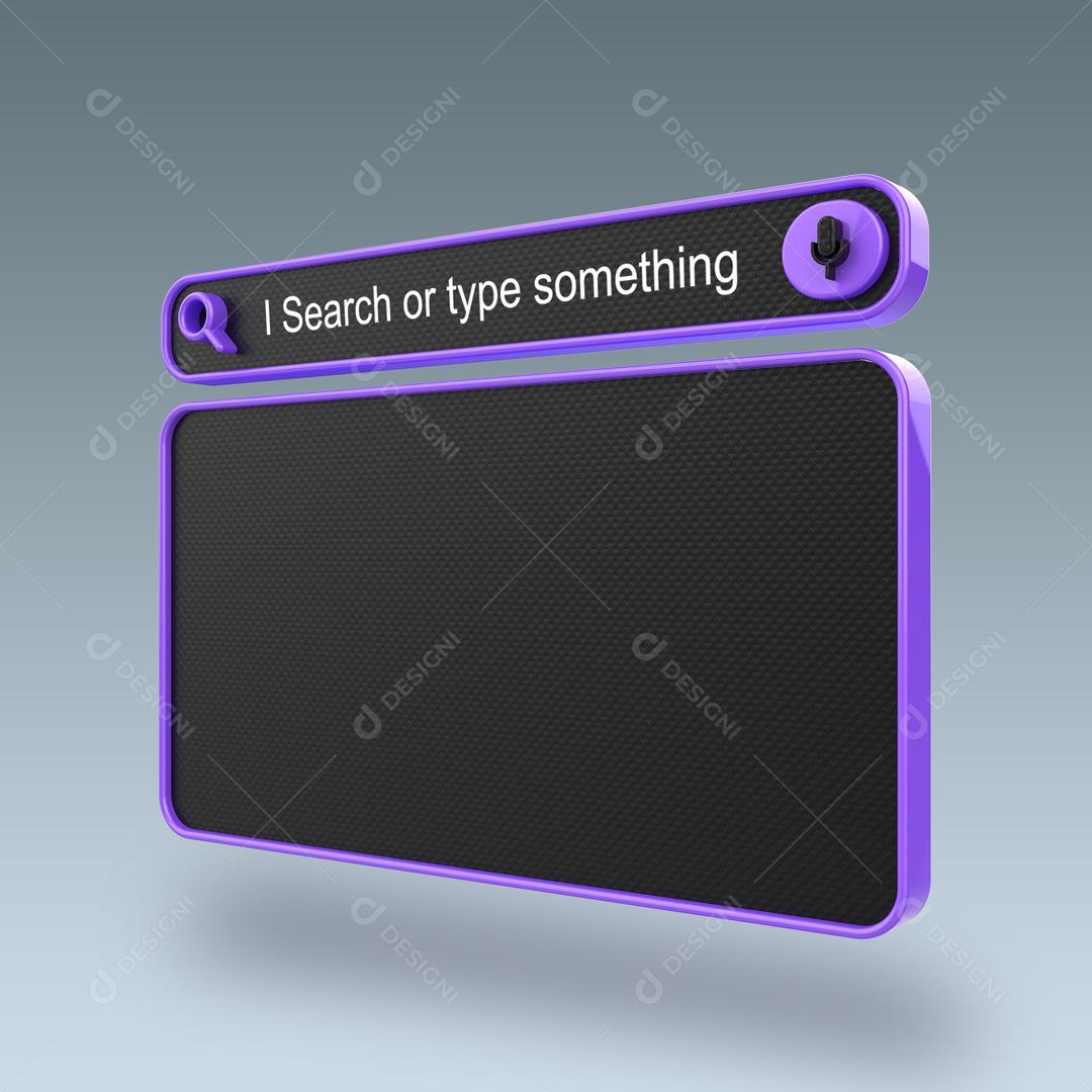 Elemento 3D Barra de Pesquisa Roxo e Preto para Composição PSD
