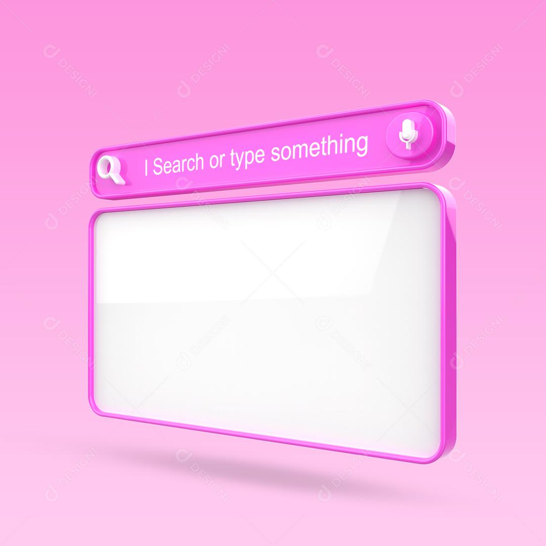 Elemento 3D Barra de Pesquisa Rosa para Composição PSD