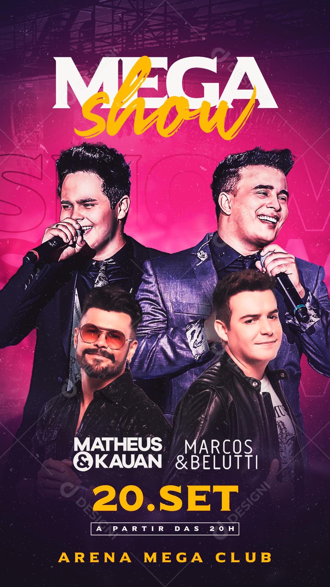 Flyer Mega Show Matheus e Kauan Social Media PSD Editável