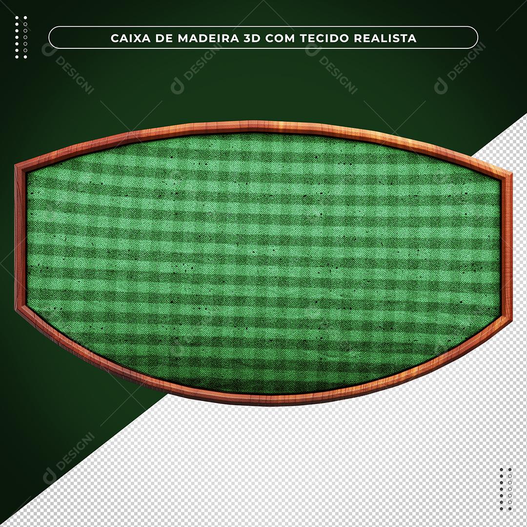Placa de Madeira Verde com Tecido Xadrez Elemento 3D para Composição PSD