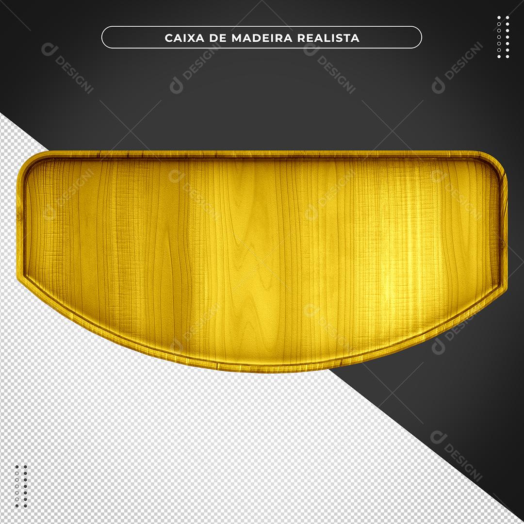 Placa de Madeira Amarela Elemento 3D para Composição PSD