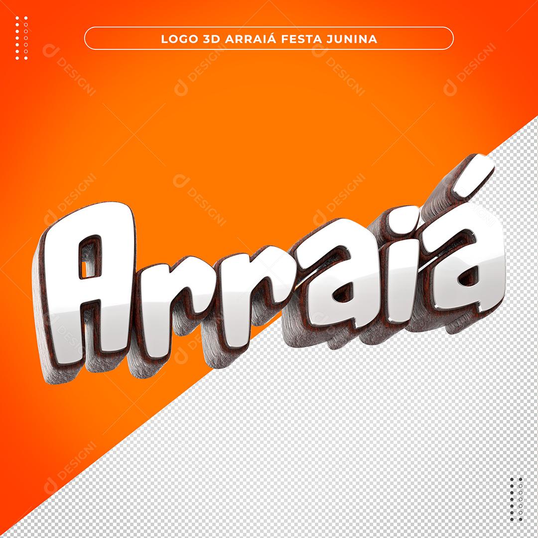 Arraiá Texto 3D Branco para Composição PSD