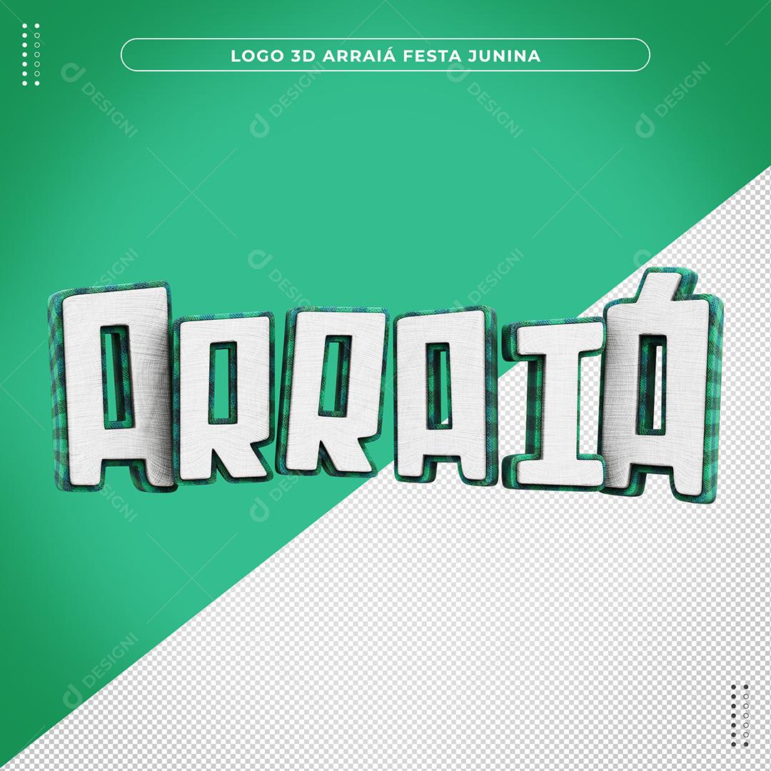 Arraiá Texto 3D Branco para Composição PSD