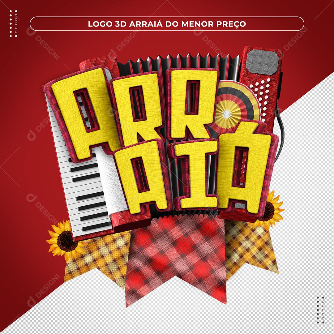 Arraiá do Menor Preço Selo 3D Amarelo Para Composição PSD
