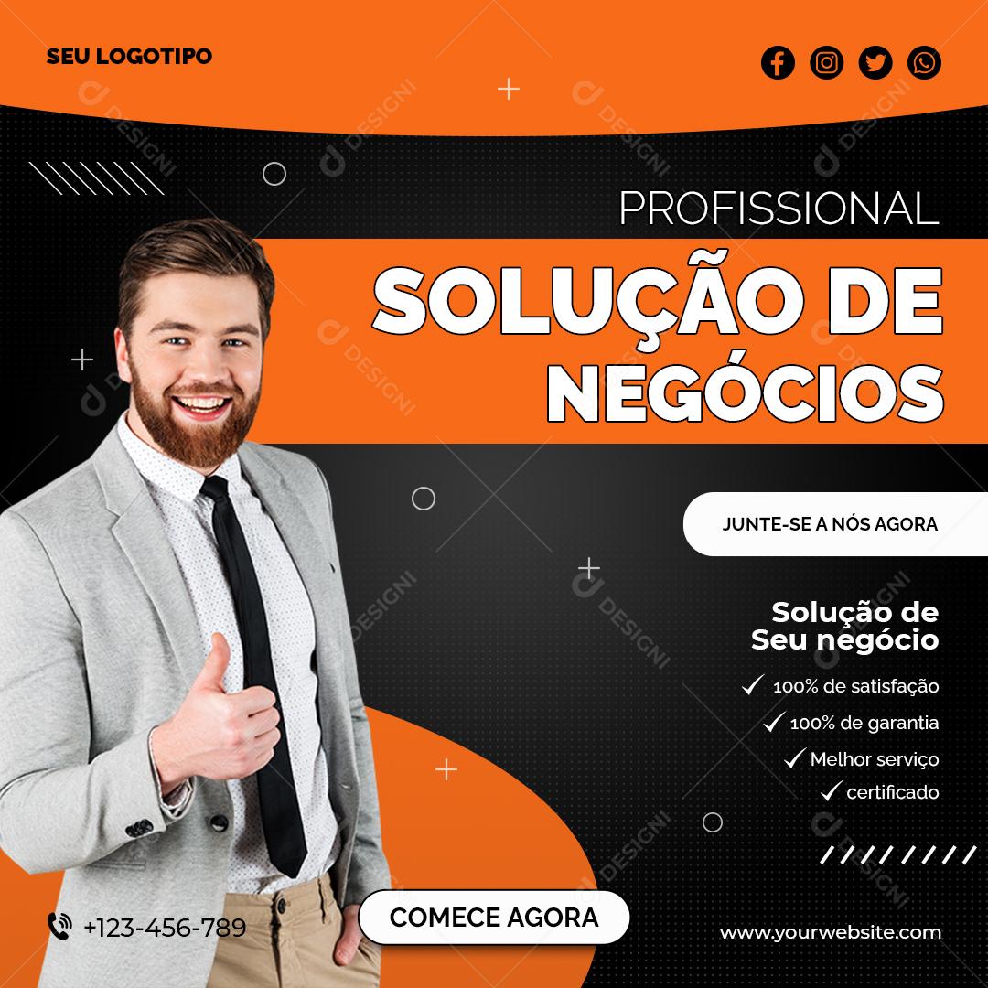 Social Media Profissional Solução de Negócios Empresas PSD Editável