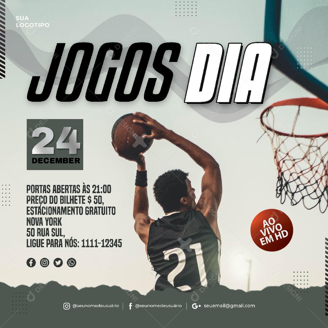 Social Media Basquetebol Jogo Dia Times Basquete PSD Editável